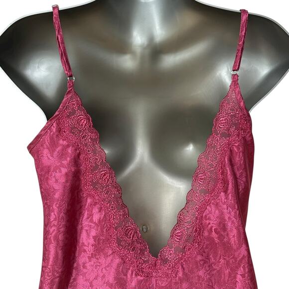 Vintage Jaclyn Smith Sleepwear Nightgown Magenta Floral Slip Dress Women's Small - Picture 8 of 11